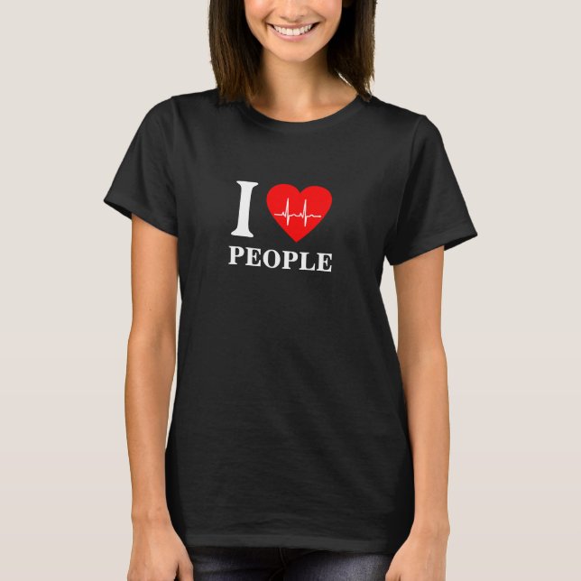 Je coeur ekg J'aime les gens T-shirt (Devant)