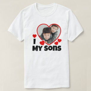 Je Coeur Mes Fils Photo personnalisée T-shirt