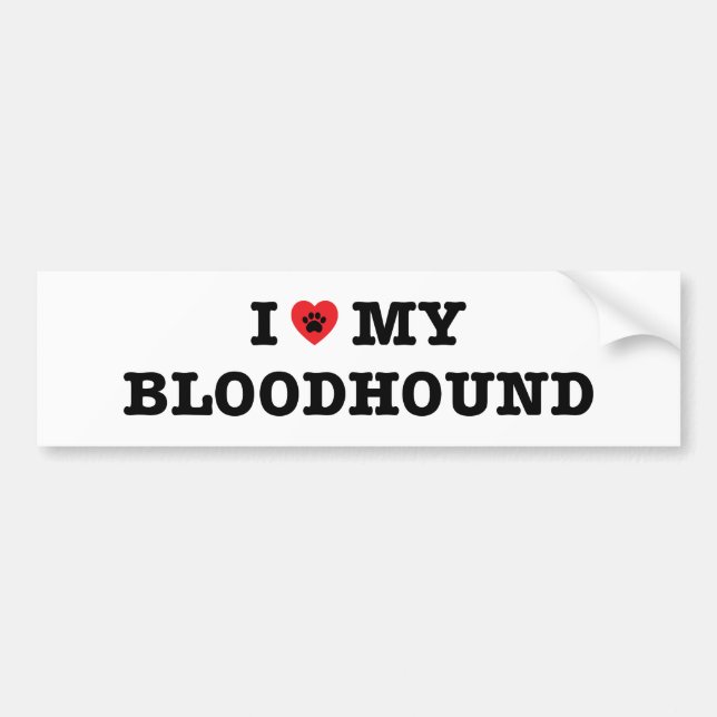 Je Coeur Mon Sticker Bumper Bloodhound (Devant)