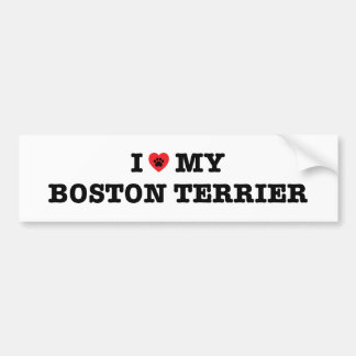 Je Coeur Mon Sticker Bumper Terrier Boston