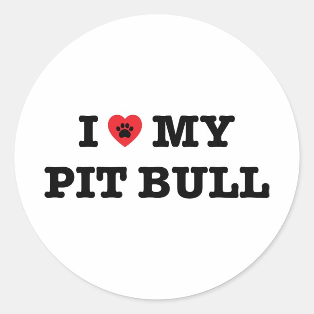 Je Coeur Mon Sticker Taureau Pit (Devant)