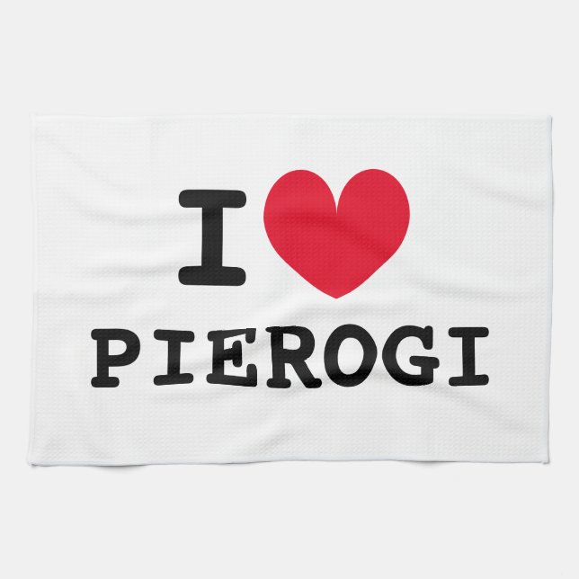 Je coeur pierogi drôle serviette de cuisine person (Horizontal)