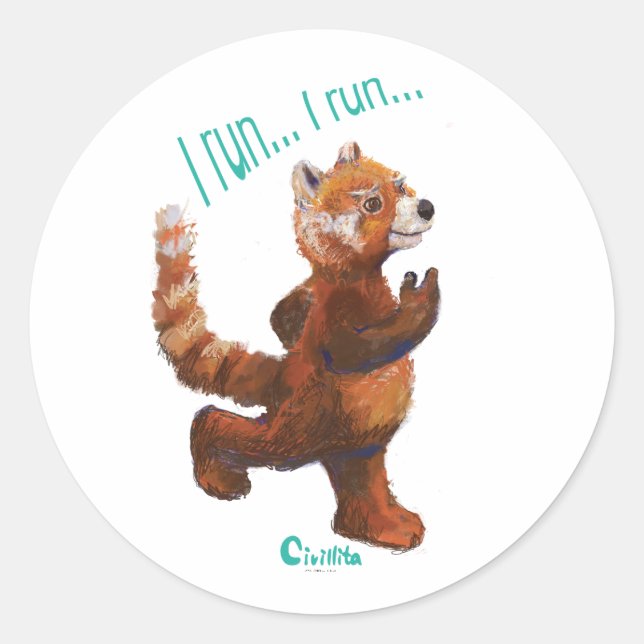 Je cours Je cours Jogging Red Panda Sticker (Devant)