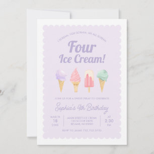 Je crie QUATRE Invitation d'anniversaire pour glac