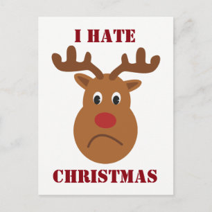 Je déteste Noël triste renne Carte postale
