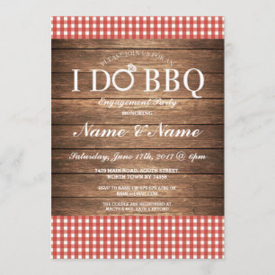 Je DO BBBQ Engagement Party Red Check Invitation