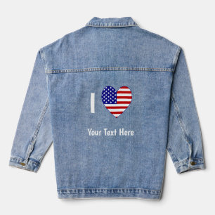 Je (Drapeau USA Cœur) Votre Texte Blanc