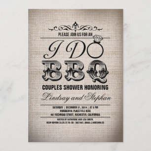 Je fais BBQ burlap couples invitation douche