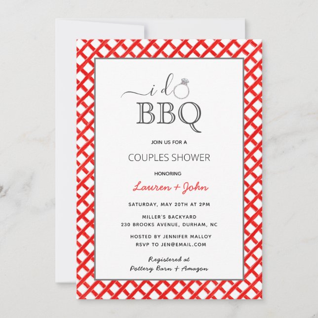 Je fais BBQ Couples invitation douche (Devant)