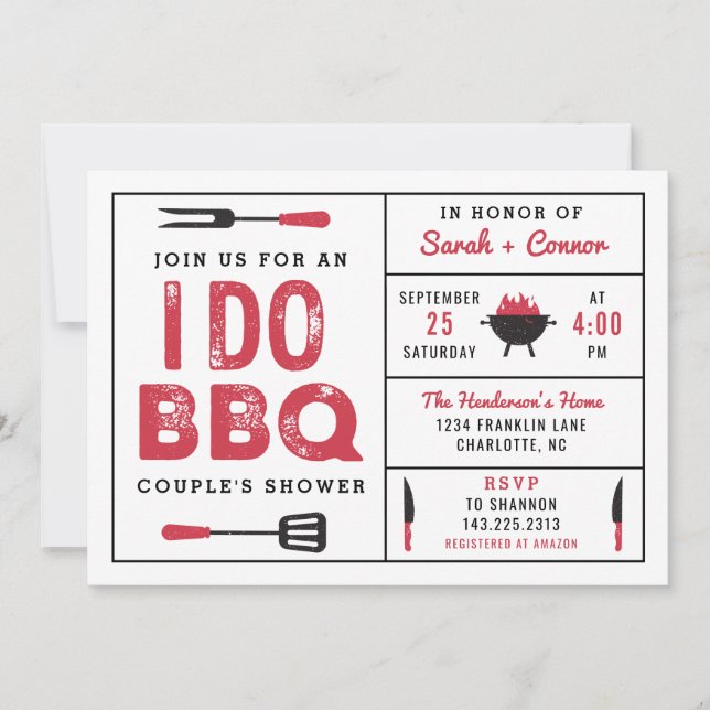 Je fais BBQ Couple's Shower Invitation (Devant)