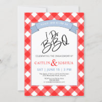 Je fais BBQ Fiançailles Red Plaid Party Invitation