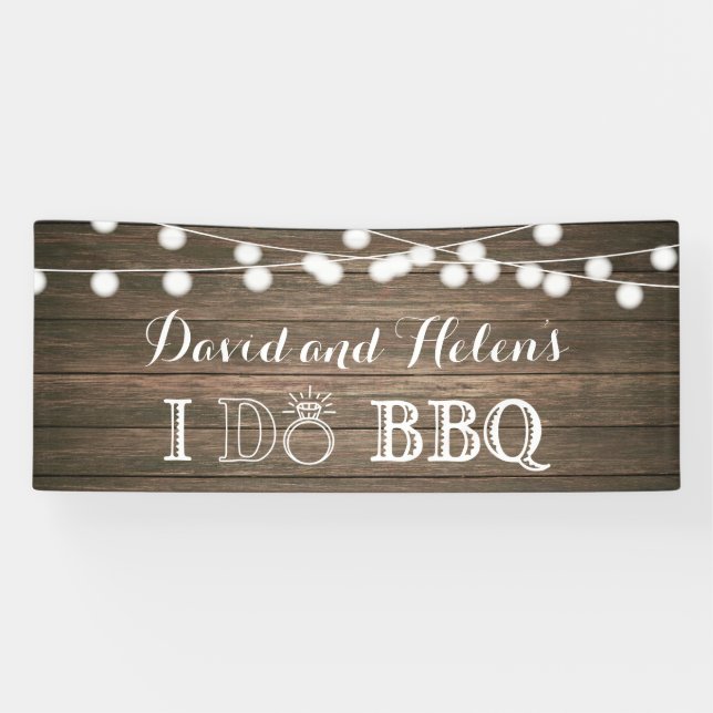 Je fais BBQ Rustic Wood Mariage Bannière d'engagem (Horizontal)