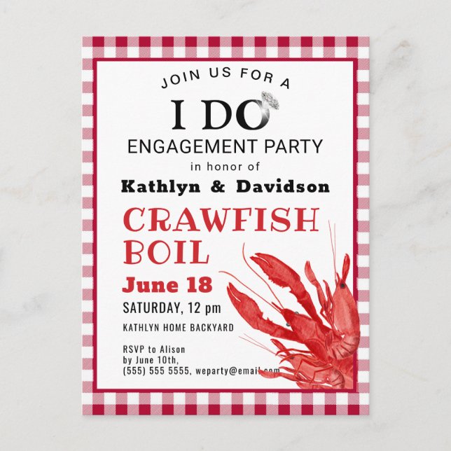 Je FAIS Fiançailles Crawfish Boil Party Invitation (Devant)