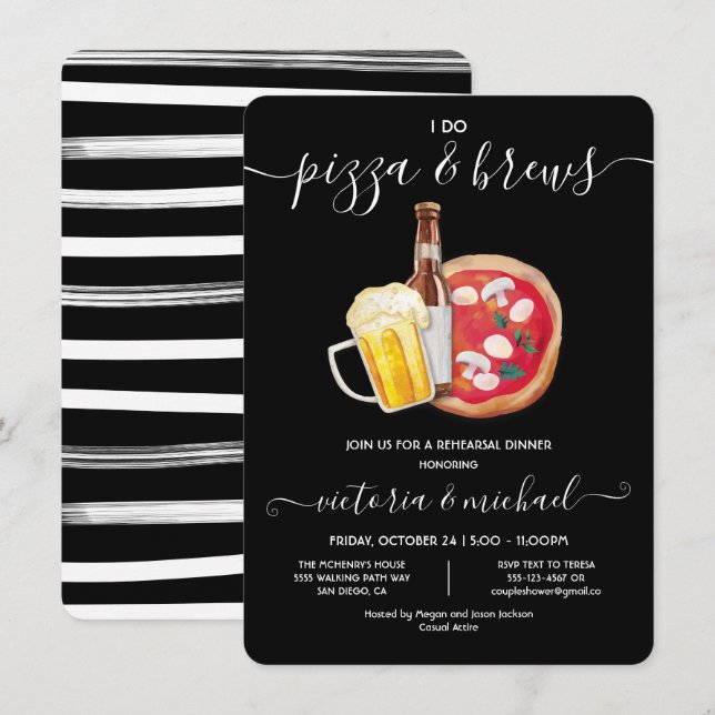 Je fais Pizza & Brews Répétition Dîner Invitation (Devant / Derrière)