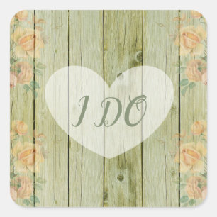 Je fais Rustic Wood Rose Stickers Mariage Floral