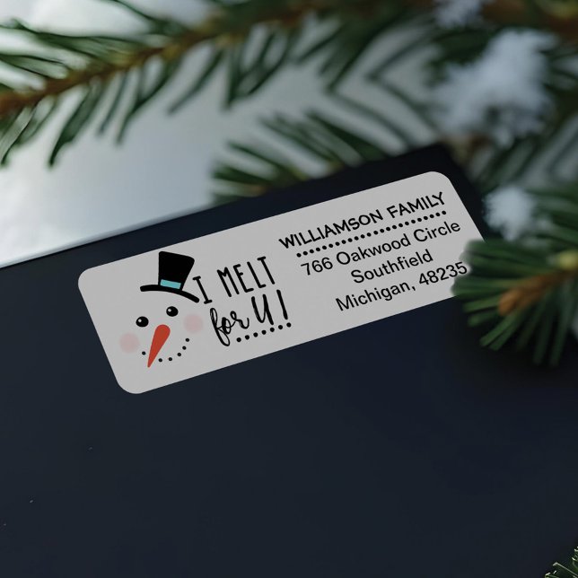 Je fonds pour vous Noël gai givré de bonhomme de (I melt for You | Frosty Jolly Snowman Christmas Label)