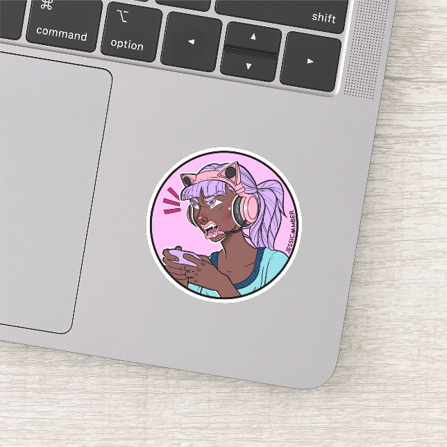 Je Joue Pour Gagner Gamer Circle Vinyl Sticker (Détail)
