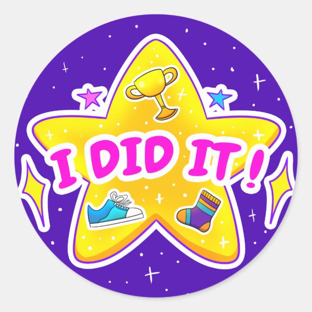 Je L'Ai Fait Bleu Classic Sticker Rond (Devant)