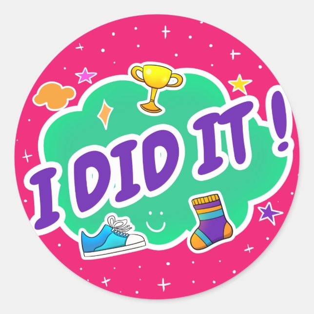 Je L'Ai Fait Pink Classic Round Sticker (Devant)