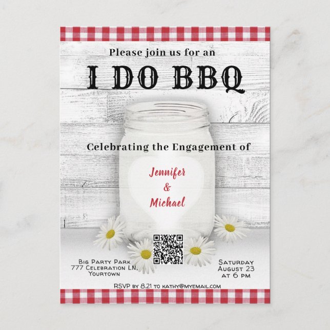 Je le fais | BBQ | Fiançailles Invitation QR Code (Devant)