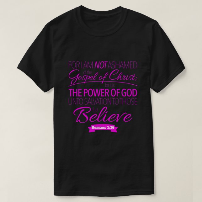 Je n'ai pas honte du t-shirt chrétien évangélique (Design devant)