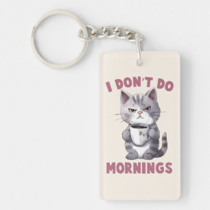 Je ne fais pas le matin - Chat gris avec café