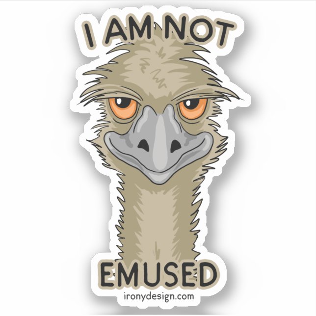 Je Ne Suis Pas Emusé Funny Emu Pun Contour Sticker (Devant)