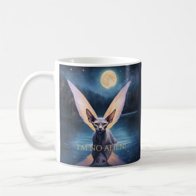 Je ne suis pas un Alien ! Chat Sphynx avec Mug d'a (Gauche)
