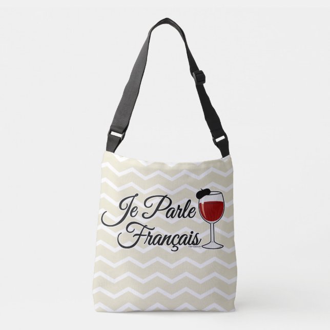 Je Parle Francais I speak French wine glass beret Crossbody Bag (Front)