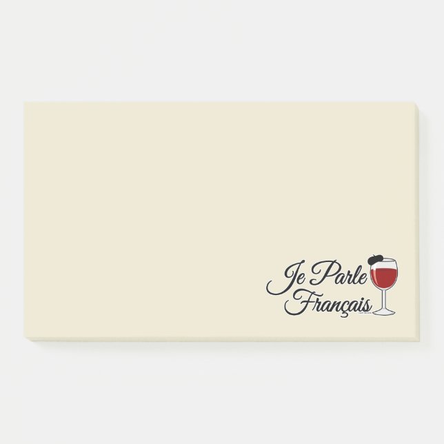 Je Parle Francais I speak French wine glass beret Post-it Notes (Front)