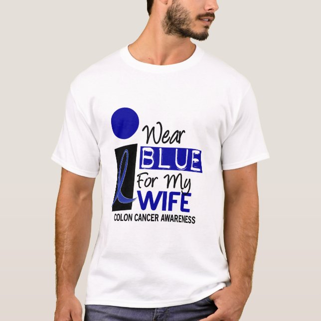 Je porte le bleu pour mon T-shirts de CANCER DU (Devant)