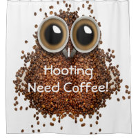 "Je rideau en douche de café de hibou de café