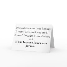 Je suce comme carte d'excuses de personne