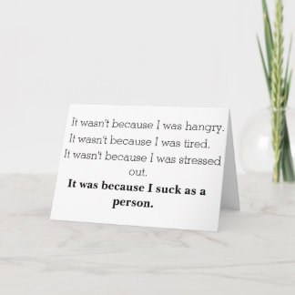 Je suce comme carte d'excuses de personne