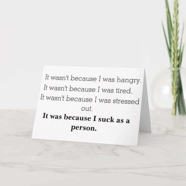 Je suce comme carte d'excuses de personne (Devant)