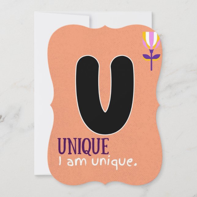 JE SUIS ALPHABET U CARTE D'AFFIRMATION POSITIVE PO (Devant)