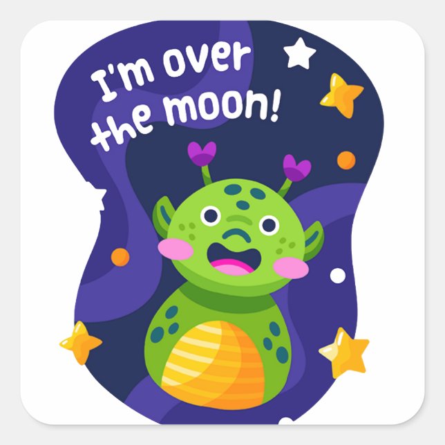 je suis au-dessus du Sticker de lune (Devant)