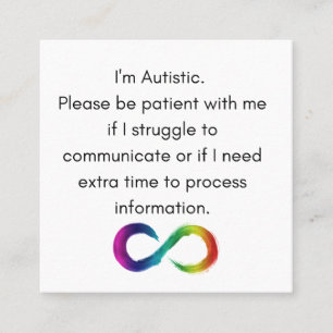 Je suis autistique - carte de communication