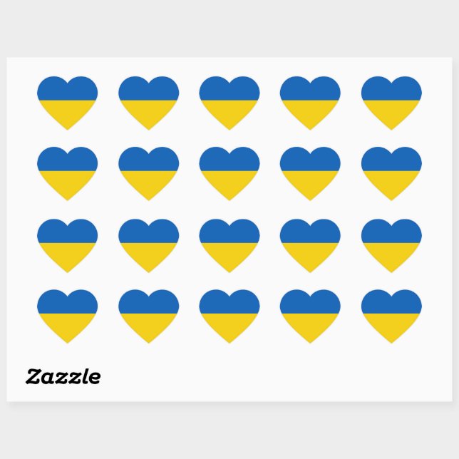 Je suis avec l'Ukraine Custom Heart Stickers Set (Feuille)