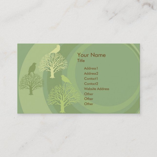 Je suis carte de visite vert de coutume d'oiseau (Devant)