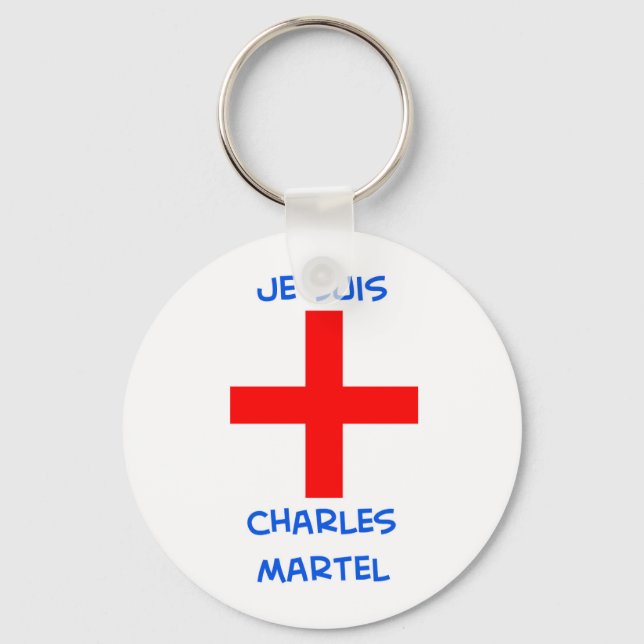 je suis charles martel crusader cross keychain (Front)