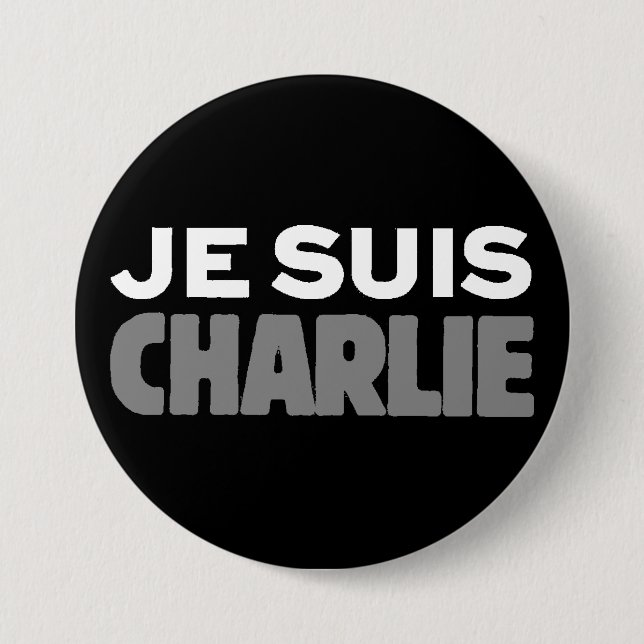 Je Suis Charlie - I am Charlie Black 3 Inch Round Button (Front)