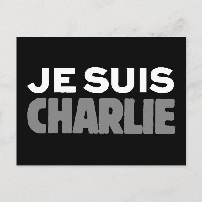 Je Suis Charlie - I am Charlie Black Postcard (Front)