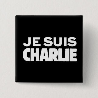 Je Suis Charlie-I am Charlie-White on Black 2 Inch Square Button