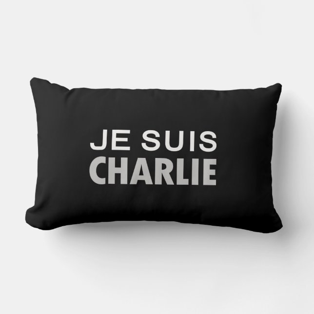 JE SUIS  CHARLIE - national unity people Lumbar Pillow (Front)