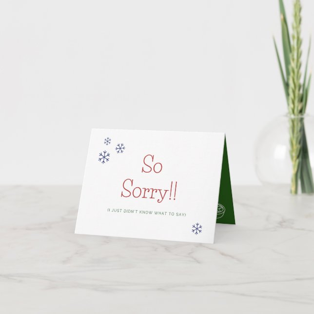 Je suis désolé, Carte de Noël pour le chagrin humo (Devant)