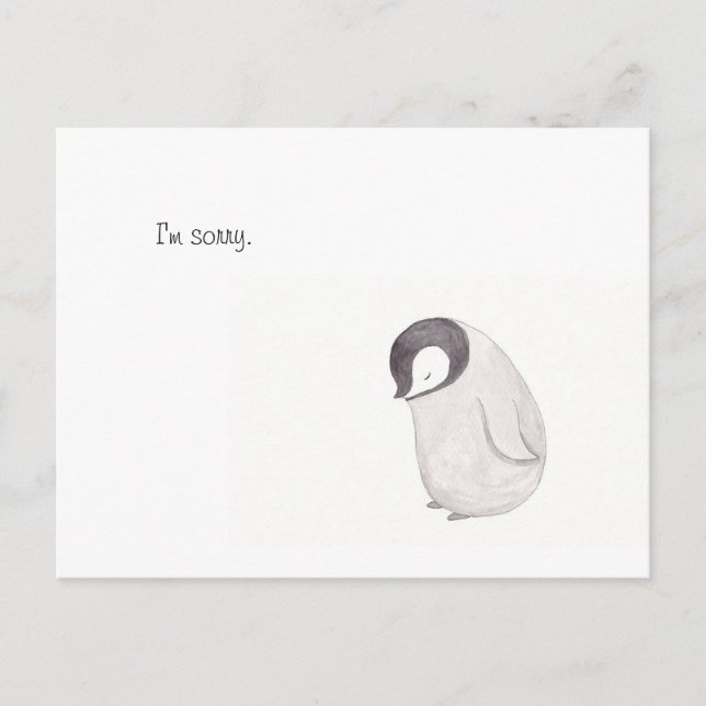 Je suis Désolé Carte postale de pingouin mignon (Devant)