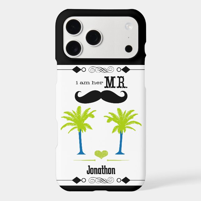Je suis elle M. Mustache Groom Beach Palm Tree (Verso)