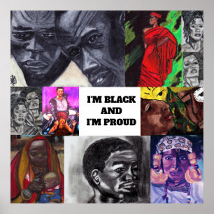 JE SUIS FIER D'ÊTRE UNE affiche NOIRE COLLAGE