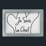 Je Suis Le Chef Belt Buckle<br><div class="desc">Chef's hat, toque blanche, cartoon style with French text.</div>
